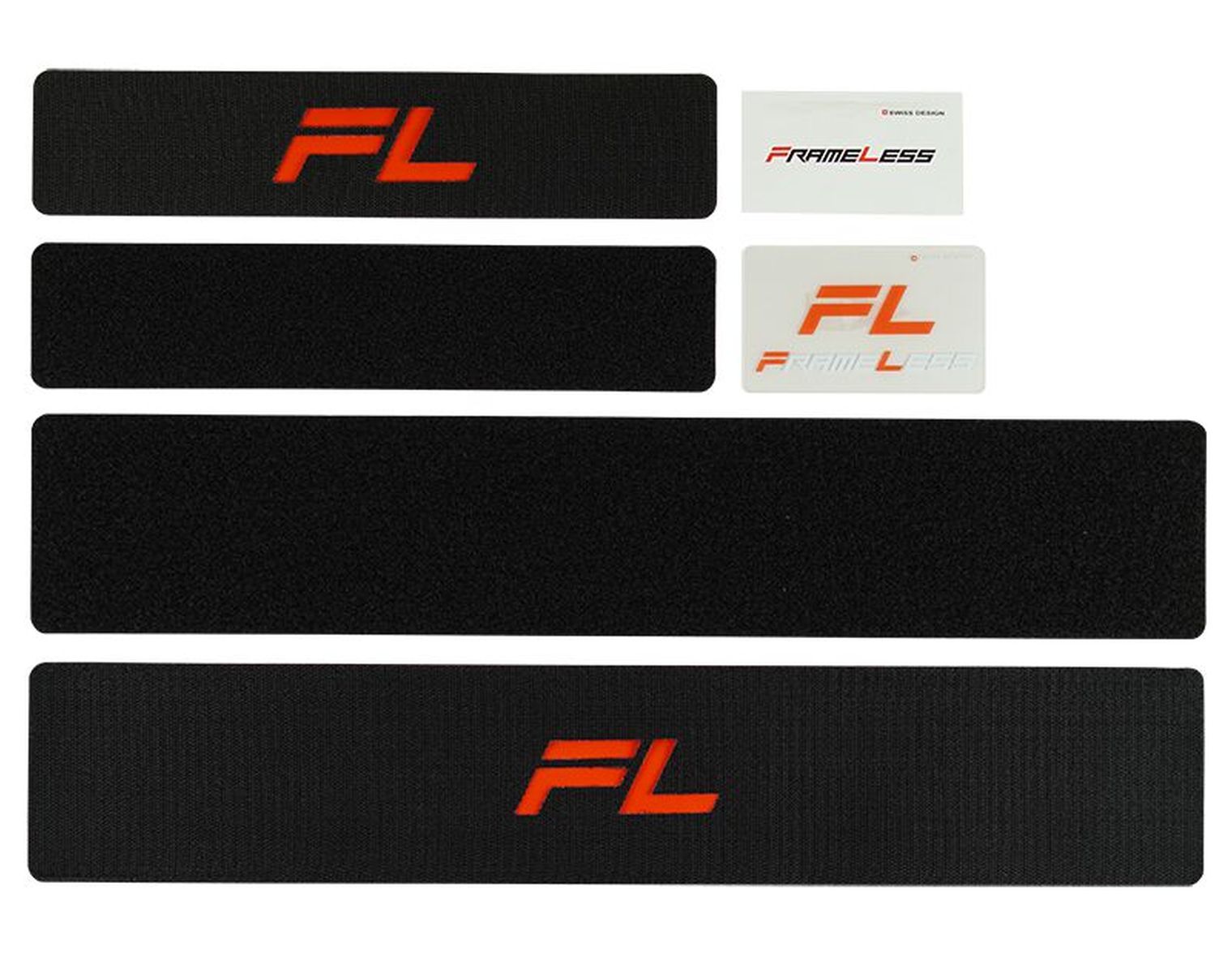 FRAMELESS Rahmenloser Nummernhalter, Set für zwei Fahrzeuge, 30 x 8cm / 50 x 11 cm